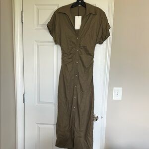 Elegant Olive Button-Down Dress